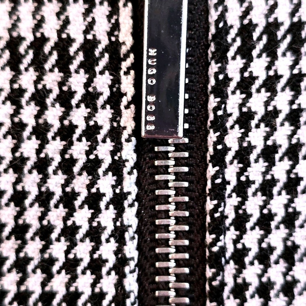 BOSS Hugo Boss Deoboa Glen Plaid Sheath Dress 10 Grey Black Exposed Zip Workwear - Picture 5 of 8